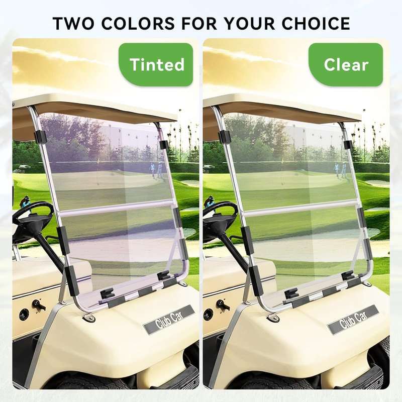 VPAHub Club Car DS OLD Flip Flop Compact Golf Cart Windshield, Tinted Color, 3/16" Thickness, Fits Club Car DS 1982-2000.5