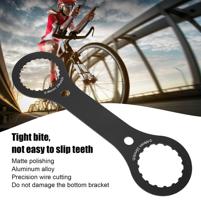 Dilwe Bottom Bracket Wrench, BB Wrench Bottom Bracket Tool 44mm 46mm 16 24 Notch BB Installation Remover Tool(black)