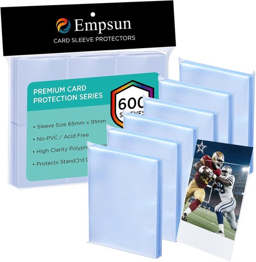 Empsun 600 Count Clear Penny Sleeves - Soft Protectors for Standard Trading Cards & Sports Cards