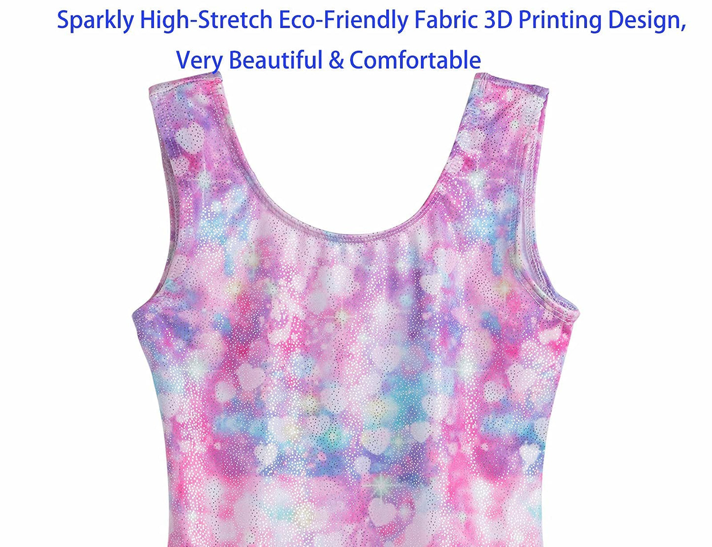 Domusgo Gymnastics Leotards for Girls 2t 3t Purple Hearts Sparkly One Piece Tumbling Outfits