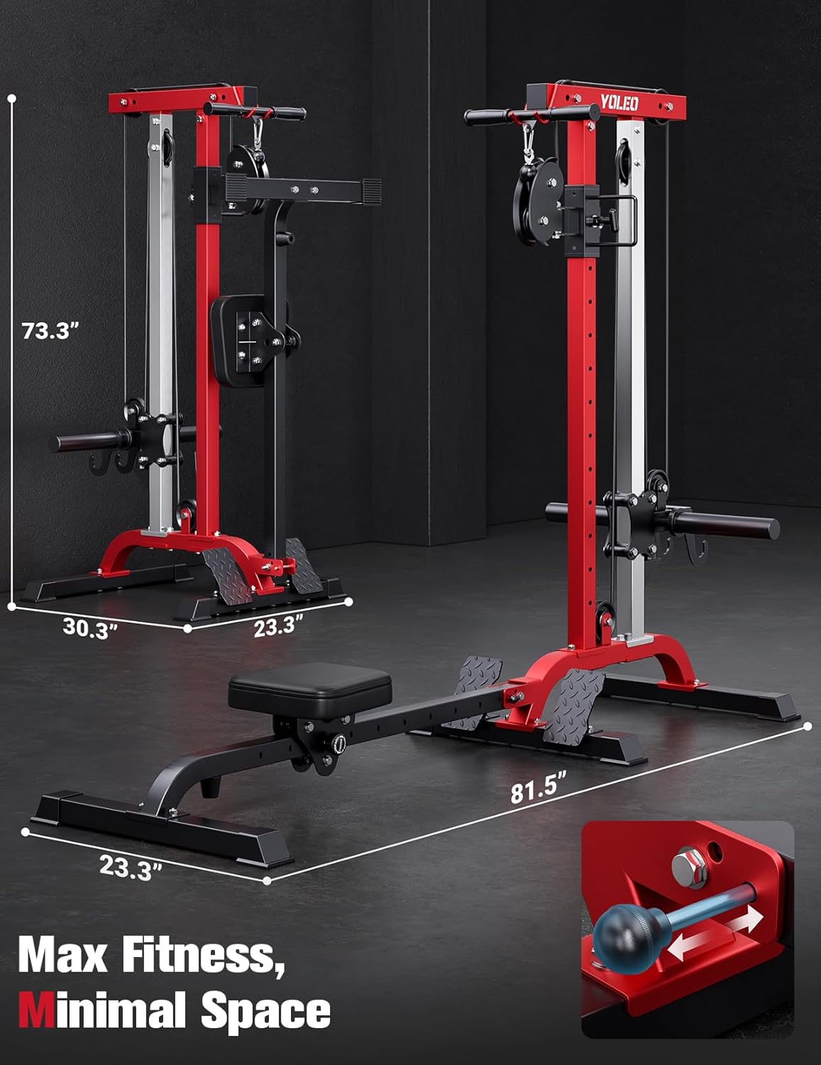 YOLEO Power Cage - Smooth Dual Pulley System | 1700LBS Adjustable Cable Crossover for Home Gym
