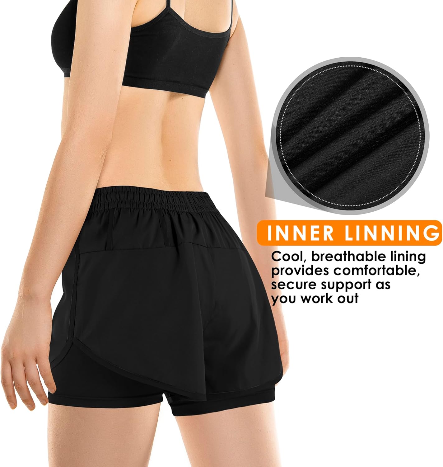 Yevrimow Women's 2-in-1 High-Waisted Running Shorts | Athletic Gym & Yoga Shorts with Liner Pockets