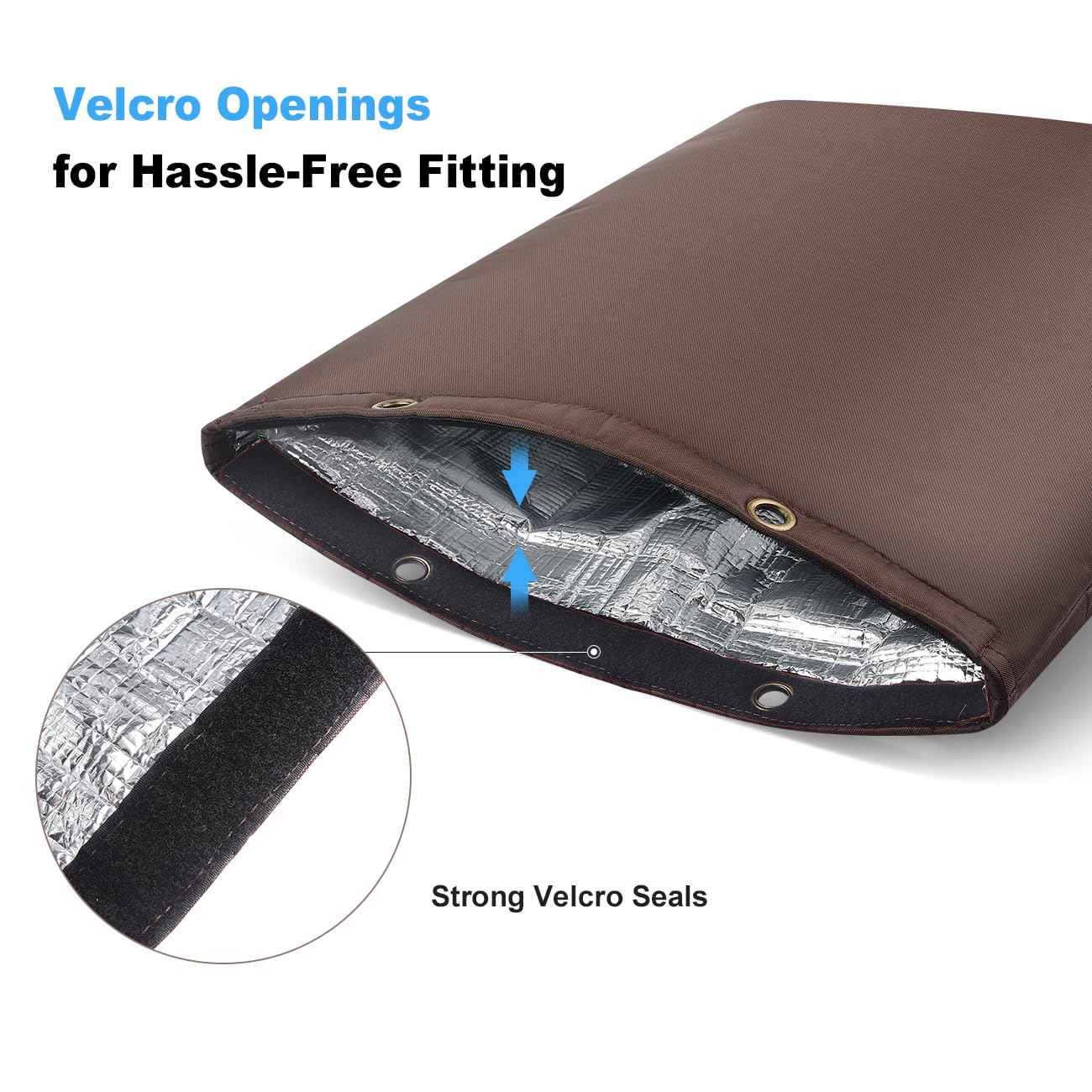 Outdoor Pipe Insulation Cover, Waterproof Backflow Preventer Cover for Winter Freeze Protection, Heavy-Duty 5-Layer Fabric Insulated Wrap for Sprinklers and Valves 16W x 20H inches- Brown
