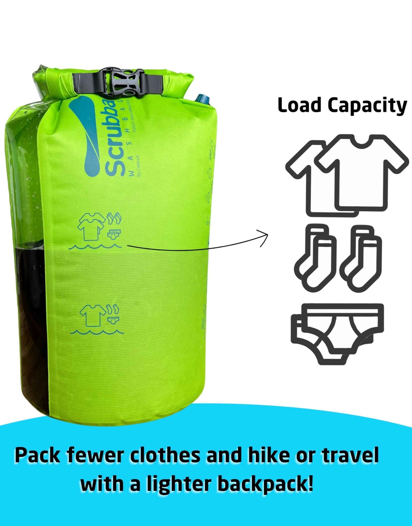 Scrubba Wash Bag Portable Washing Machine - Lightweight Manual Washing Machine for Travel, Camping, Laundry, Baby Clothes - Travel Essentials, Gift - use with Laundry Detergent/Sheets - 5.3 oz.