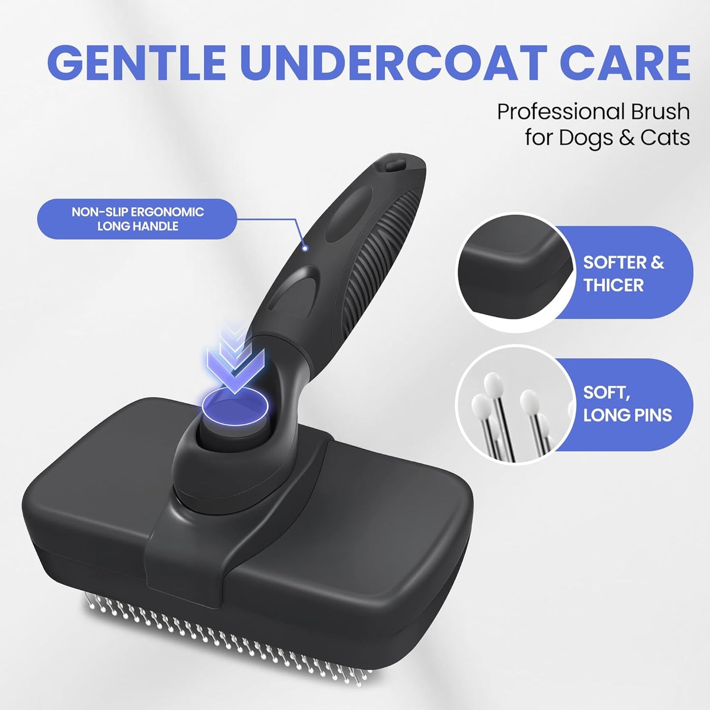 Skiennix Self-Cleaning Shedding Brush - 5-in-1 Pet Grooming Kit for Dogs & Cats | Skin-Friendly Tool, Black