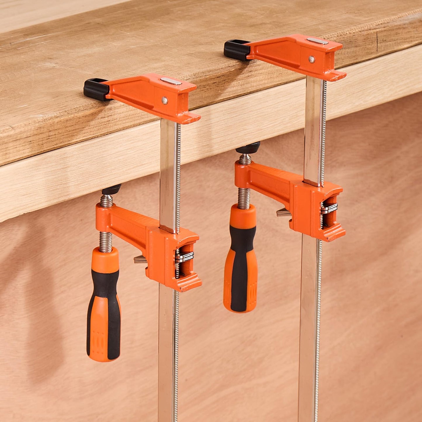 VEVOR Bar Clamps for Woodworking, 2-Pack 24 inch Opening, Lockable F-Clamp with 600 lbs Load Limit, 2-1/2 inch Depth, Cast Iron and Carbon Steel, Easy to Use, Wood Clamps for Woodworking Metal Working