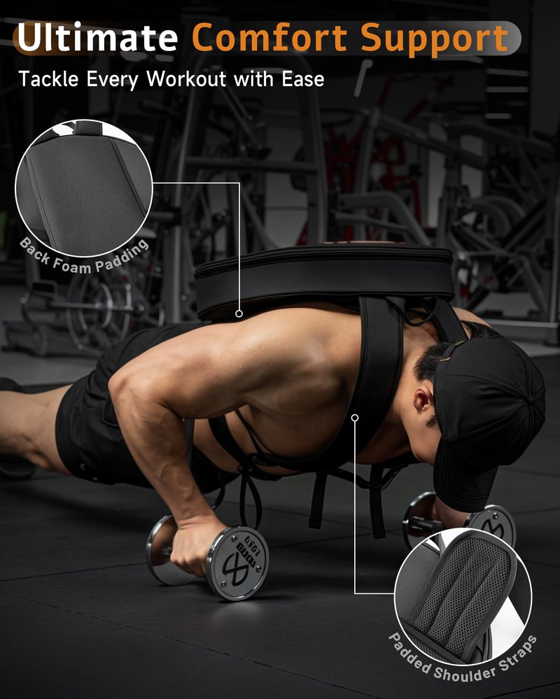 MOST GRIP Barbell Weighted Backpack for Men Women, Rucking Backpack for Squats Push-ups with Secure Strap