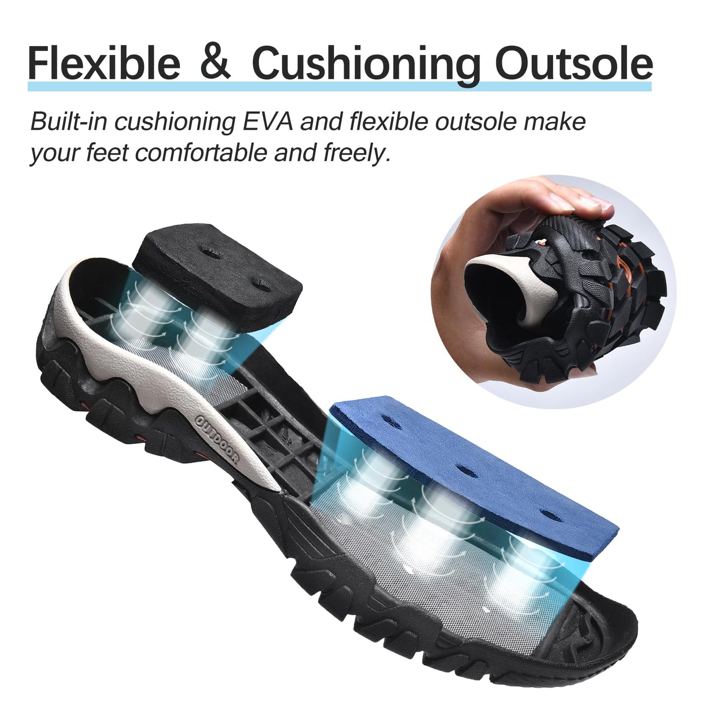 TRAILBLITZ Water Shoes Men Quick Drying Outdoor Hiking Barefoot Boat Footwear Aqua Shoes for Water Sport Waders Diving Hiking Sailing Travel Beach Wading Swimming Fishing Kayaking(11 Men, Black)