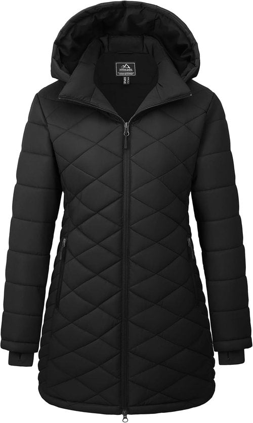 MAGCOMSEN Women's Lightweight Quilted Puffer Jacket - Warm Waterproof Parka with Hood
