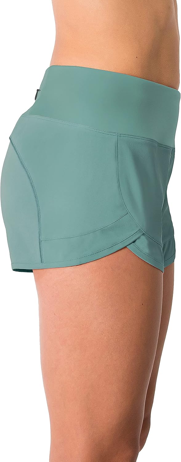 Tough Mode Women's 3" Lightweight Running Shorts - Breathable Mesh Liner & Zip Pocket