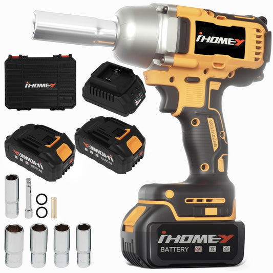 Cordless impact Wrenches - 590Ft-lbs (800N.m) Brushless 1/2 inch Impact Wrench, 3300RPM High Torque Impact Gun, 2 Battery, Charger & 5 Sockets, Power Impact Wrench for Car Home
