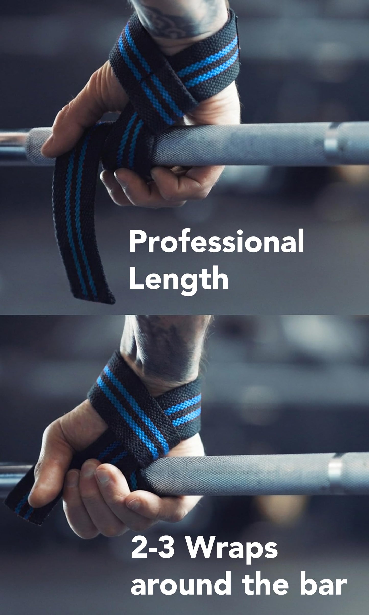 Fitgriff® Lifting Wrist Straps for Weightlifting, Gym, Deadlift, Workout (Made of Premium Cotton & Padded) - Men & Women (Standard, Black/Blue)