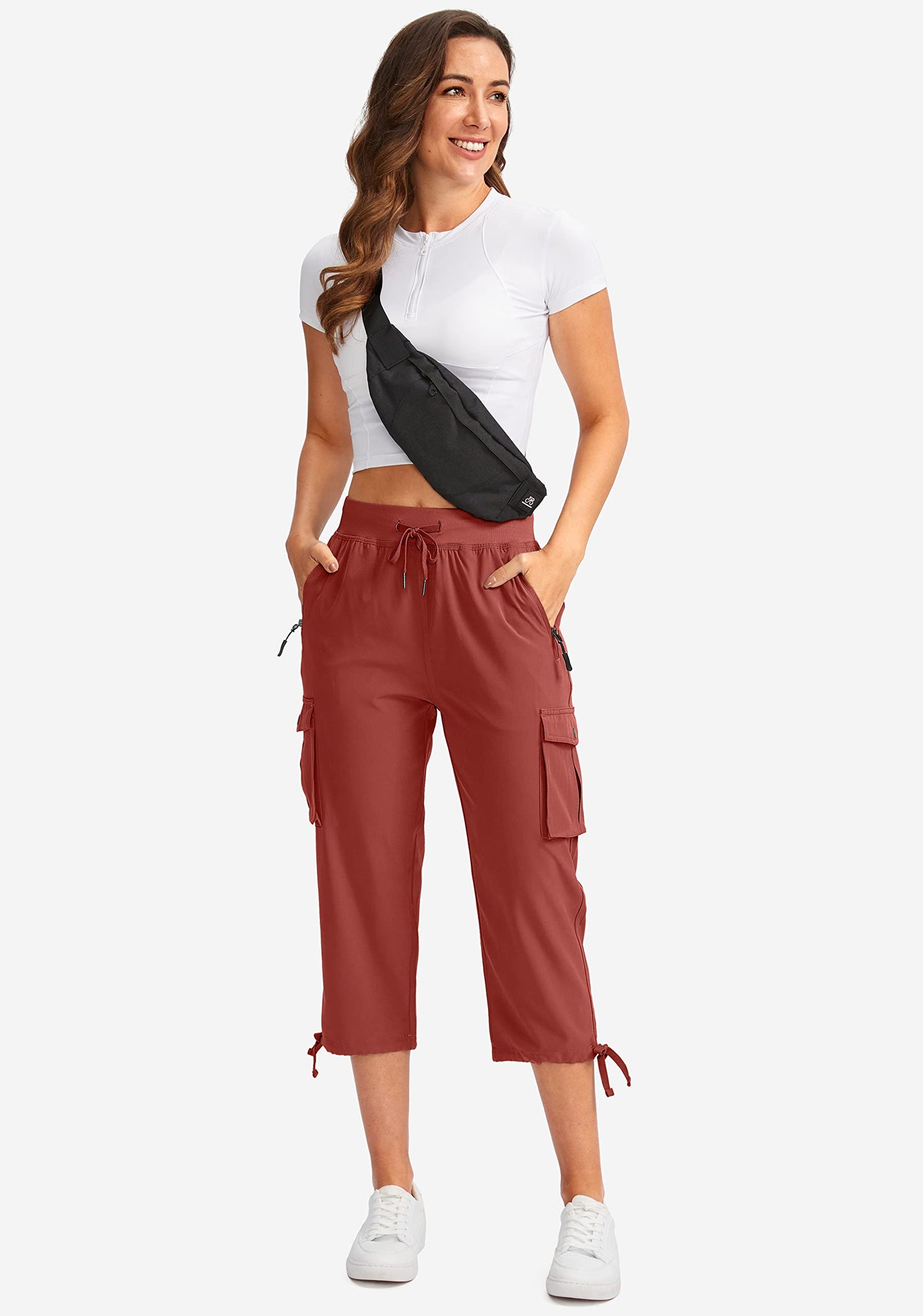 Soothfeel Women's Cargo Capris Pants with 6 Pockets Lightweight Quick Dry Travel Hiking Summer Pants for Women Casual (Savannah, 4XL)