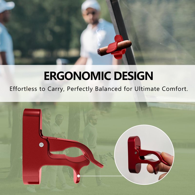 2-Pack Magnetic Golf Holder Clip for Golf Cart with Hook Design, Aluminum Alloy Golf Cart Hold with Secure Grip & Hook & Loop Strap, Golf Cart Accessories, Ideal Golf Gifts for Men - Red