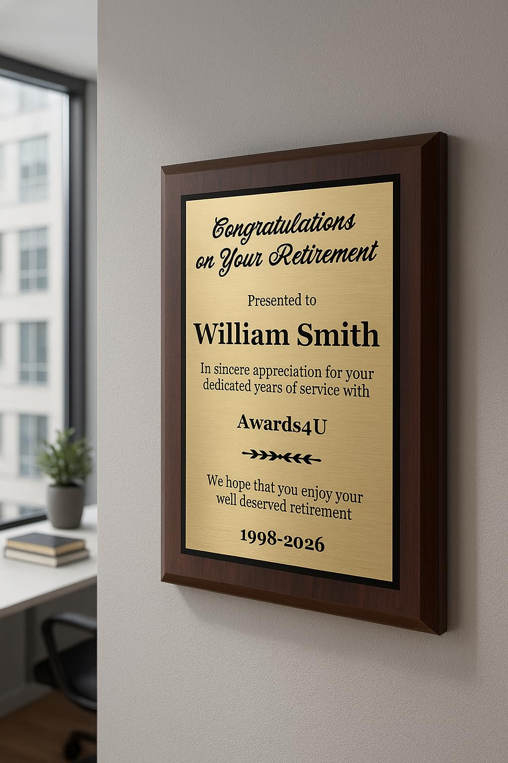 Customized Retirement Plaque 8x10 - Personalized Retirement Gift for Co-Worker, Employee, Boss, Friend, or Family - Recognition Award for Men and Women - Custom Engraved Appreciation Plaque for Retiree