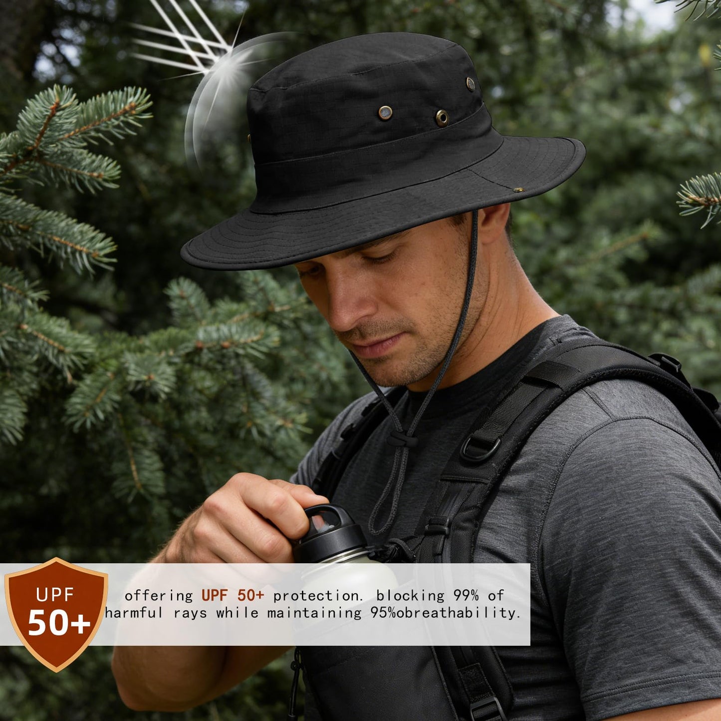 Sun Hats for Men Women Boonie Hat Foldable Fishing Hat UPF 50+ Bucket Hat for Fishing Hiking Garden Safari Beach