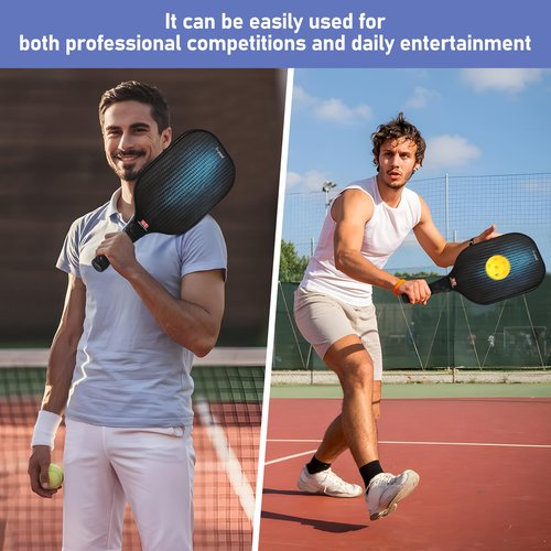 Enmpnornb Pickleball Paddles Set of 2,Carbon Fiber Pickleball Set,Durable Fiberglass Surface with Polypropylene Honeycomb Core, Cushion Grip and Carry Bag for Beginner