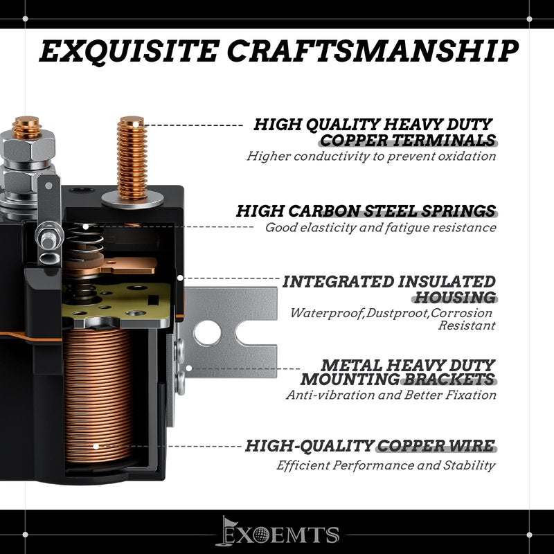 EXOEMTS 48V Club Car Solenoid, 4 Terminal Solenoid Coil for Club Car 1995-up DS & 2004-2008 Precedent Electric Golf Cart, Golf Cart Coil Solenoid with Resistor Replace OEM# 101908701 102774701