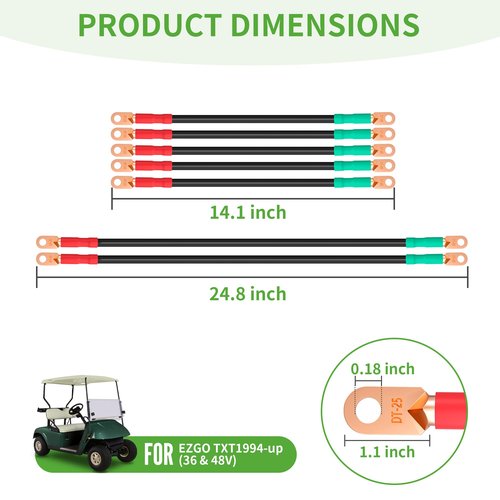 10L0L Golf Cart Battery Cables Fits for EZGO TXT 1994-UP 36 & 48 Volt with 4 Gauge 7 PCS AC/DC Wire 3 AWG Golf Cart Heavy Duty Battery Cables