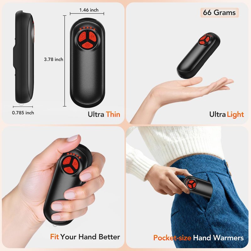 DAXIMMC 2 Pack AI Electric Hand Warmers, Upgraded Hand Warmers Rechargeable, 1s Safe Rapid Heat, Portable Heater, 5 Levels Temperature Control, Gifts for Hunting, Camping, Hiking, Outdoor