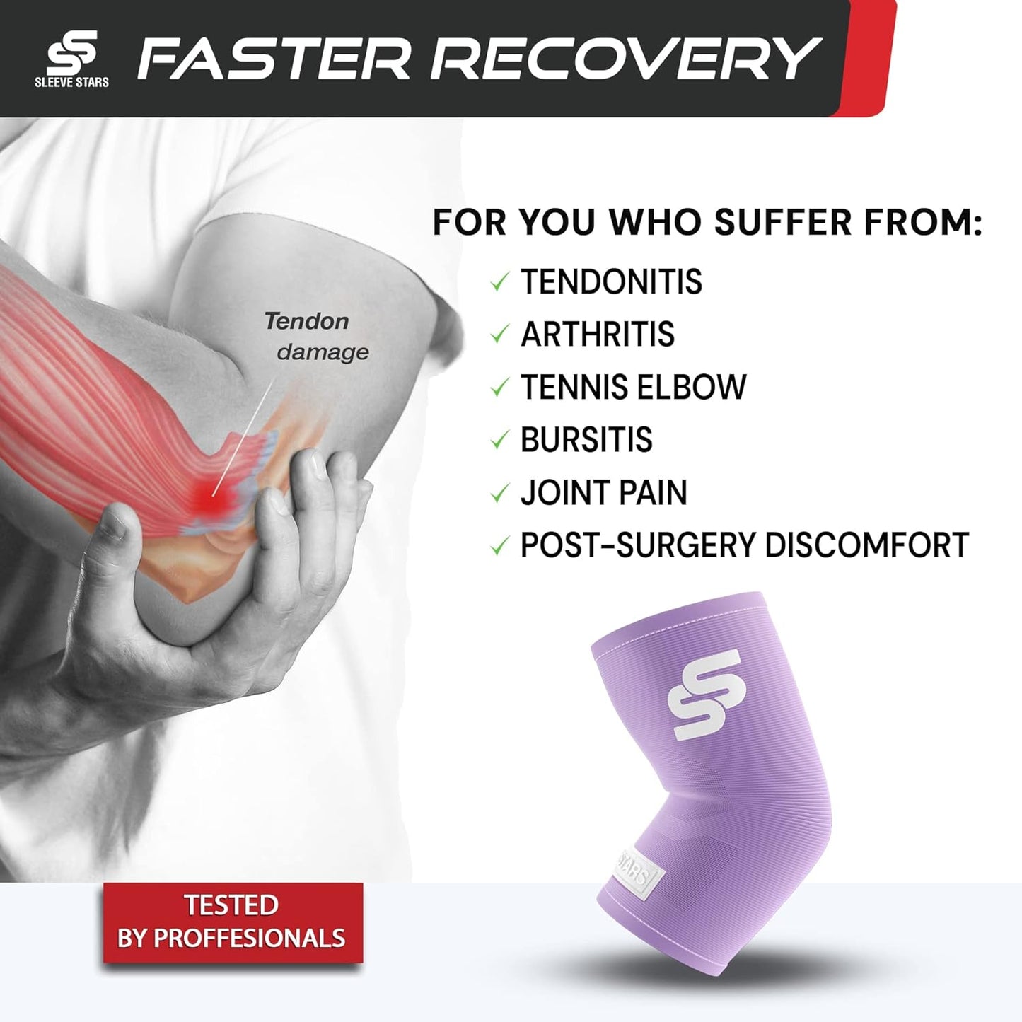 Sleeve Stars Elbow Compression Sleeve - Pain Relief & Protection for Sports | Unisex Supportive Brace