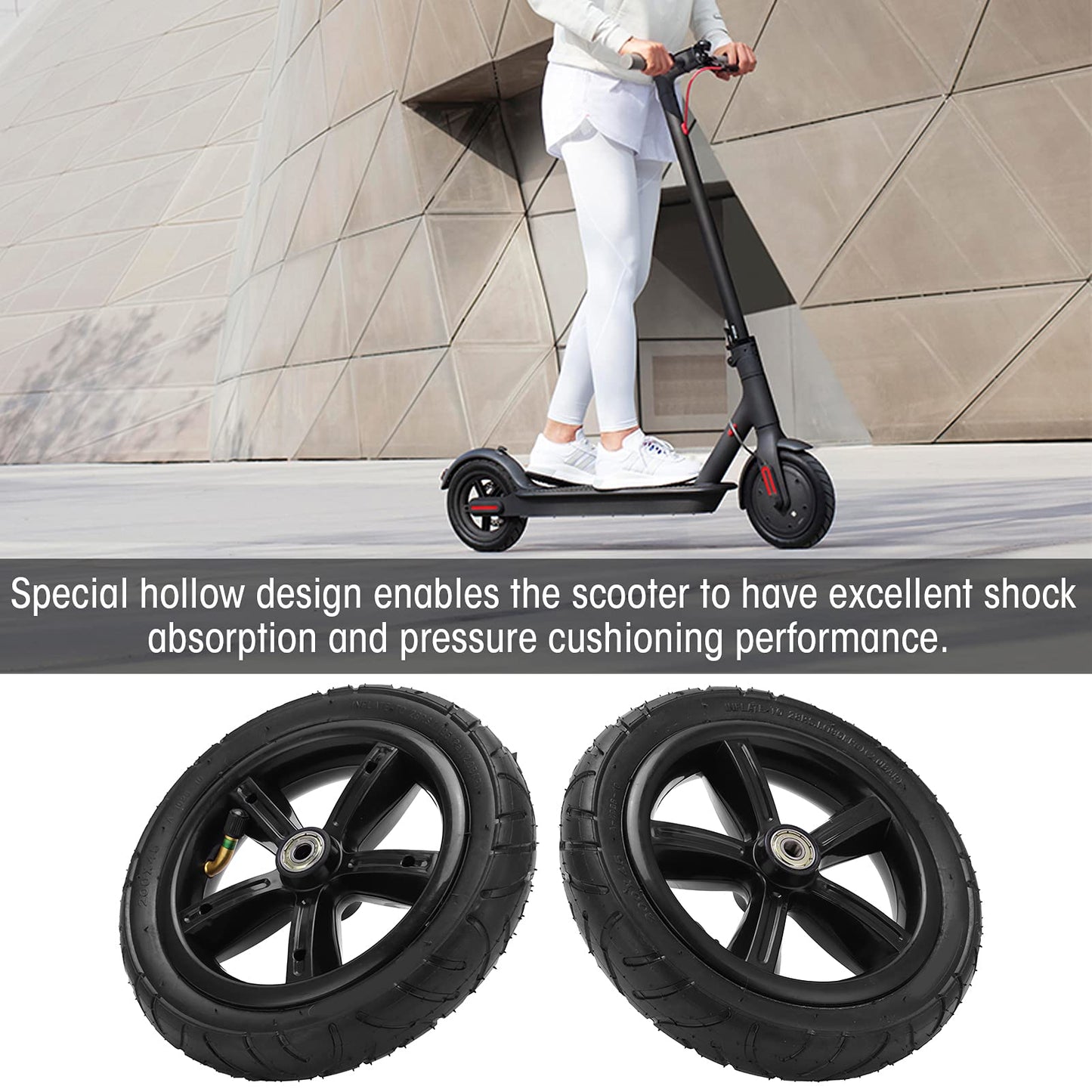 EIMSOAH 8 Inch Electric Scooter Wheel, 200x45 Pneumatic Wheel with Inner Tube, for Electric Scooter with Hub and Bearings