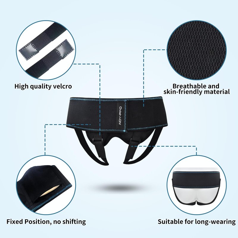 AIDY-PRO Inguinal Hernia Support for Men and Women Single/Double Hernia Truss, Inguinal Hernias Belt for Men and Women with 2 Removable Compression Pads Adjustable Waist Strap M