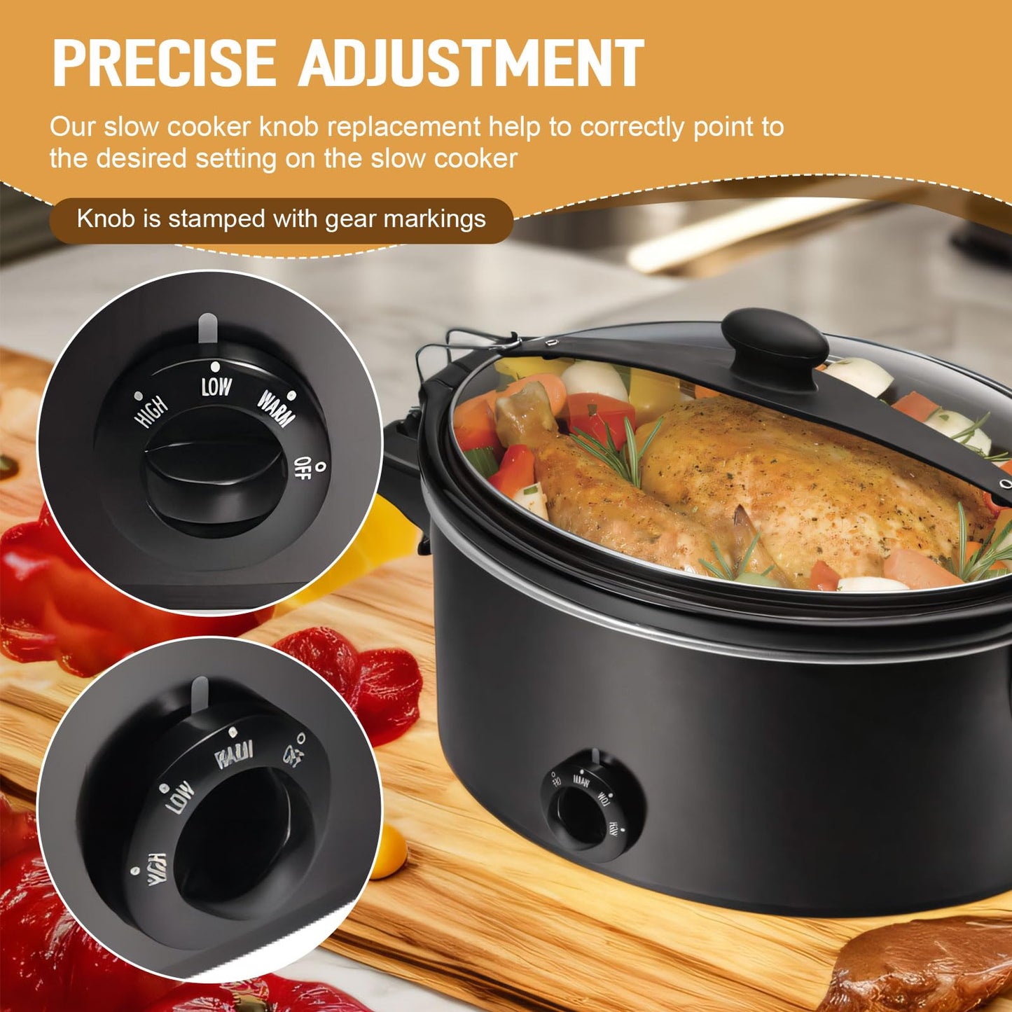 Dairrr Fuuu Slow Cooker Knobs Replacement for Hamilton Beach Crock Pot 6 Quart and 10 Quart 33195 33261, Crock Pot Control Knob Replacement Adjustable, Replacement Knob Part, 1 Pack