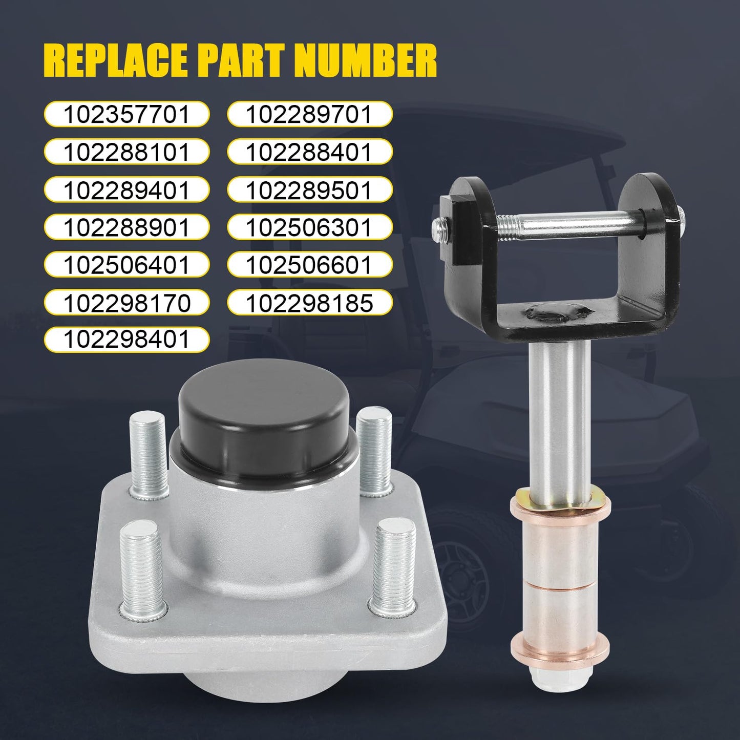 RADHLBNIU Golf Cart Front End Repair Kit Compatible with 2004 Up Club Car Precedent Gas Electric, Front Wheel Hub King Pin Bearing Bushings Full Sets Replace# 102357701 102289701 102288101 102288401