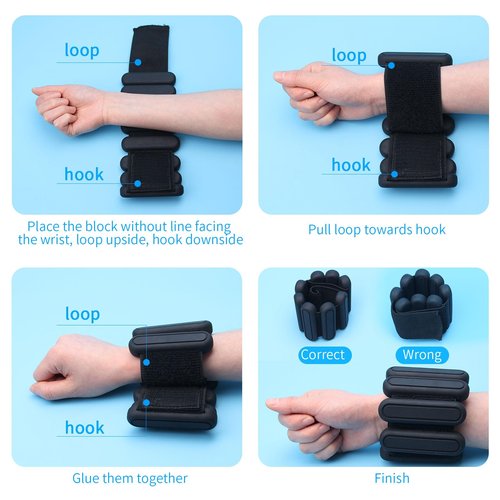 AYSOW Adjustable Wrist & Ankle Weights for Men Women, Set of 2 (1lb Each), Wearable Bangles Silicone Bracelet, Workout Resistance Weights for Yoga, Pilates, Dance, Aerobics and Walking, Black