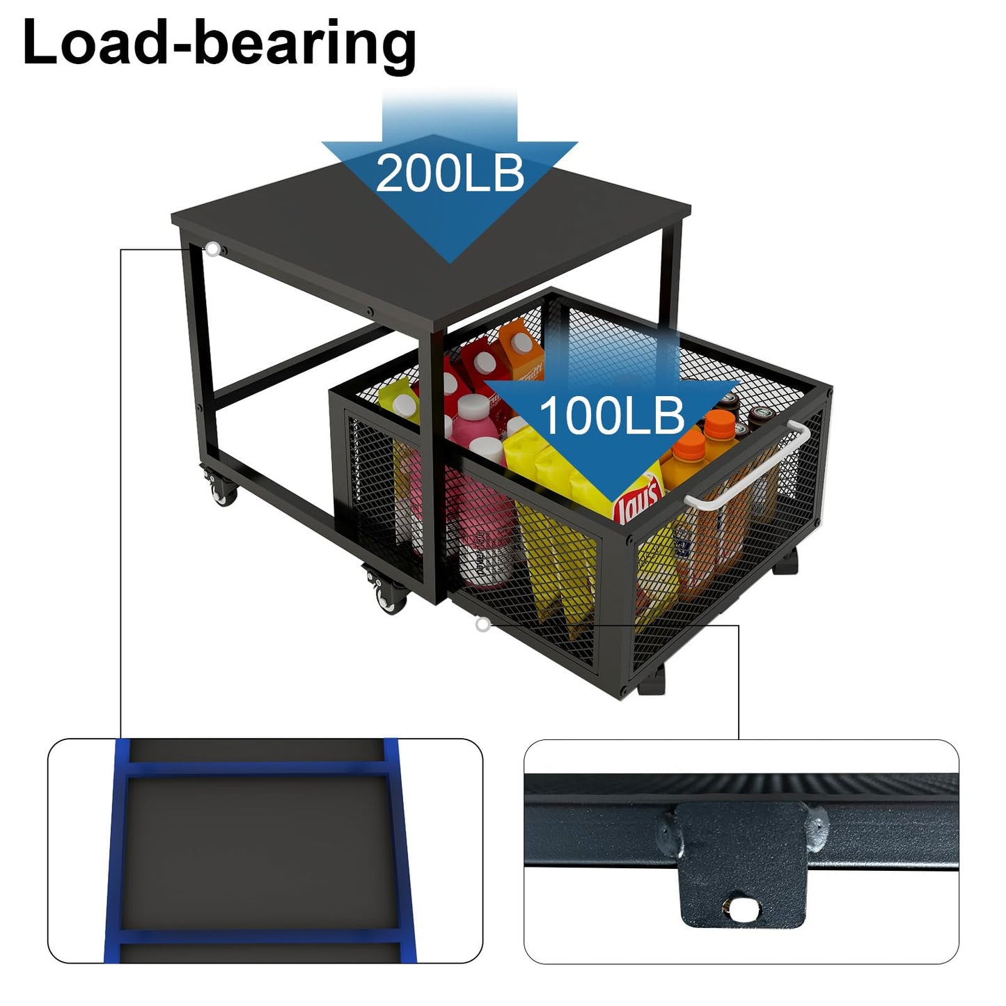 PUNCIA 19.7x19.7in Fridge Stand with Storage Mobile Beverage Refrigerator Stand for Coffee Bar Dorm Fridge Cart for Compact Refrigerator Mini Fridge Organizer with Drawer Basket for Home Office