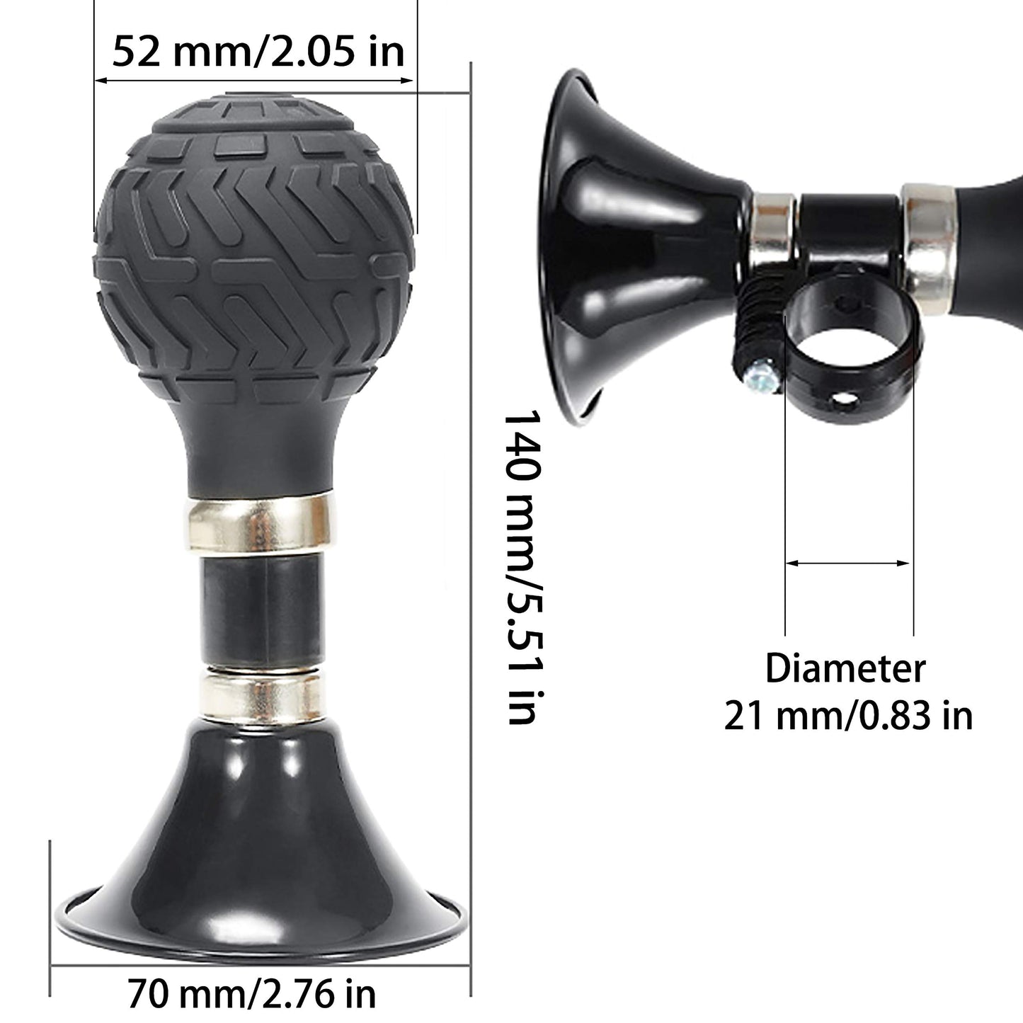 KEWAYO 120dB Bike Horn - Loud Metal Bicycle Bell for Road, MTB, Cruiser & Folding Bikes
