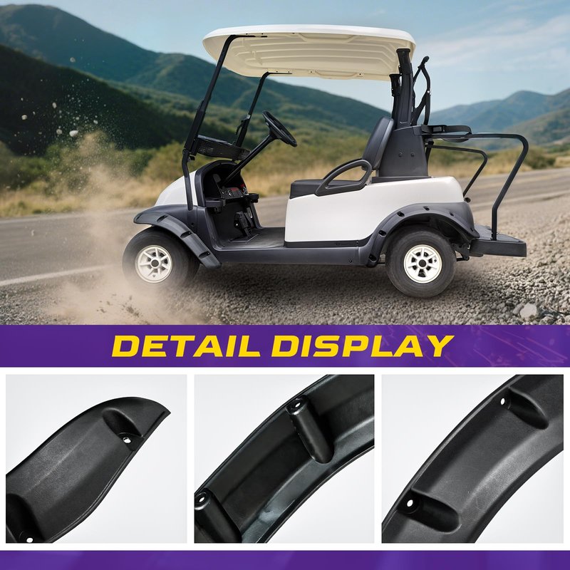 Club Car Precedent Fender Flares, Golf Cart Front and Rear Fender Flares for Club Car Precedent 2004-UP Gas/Electric Models, Impact-Resistant Golf Cart Standard Fender Flare with Self Tapping Screws