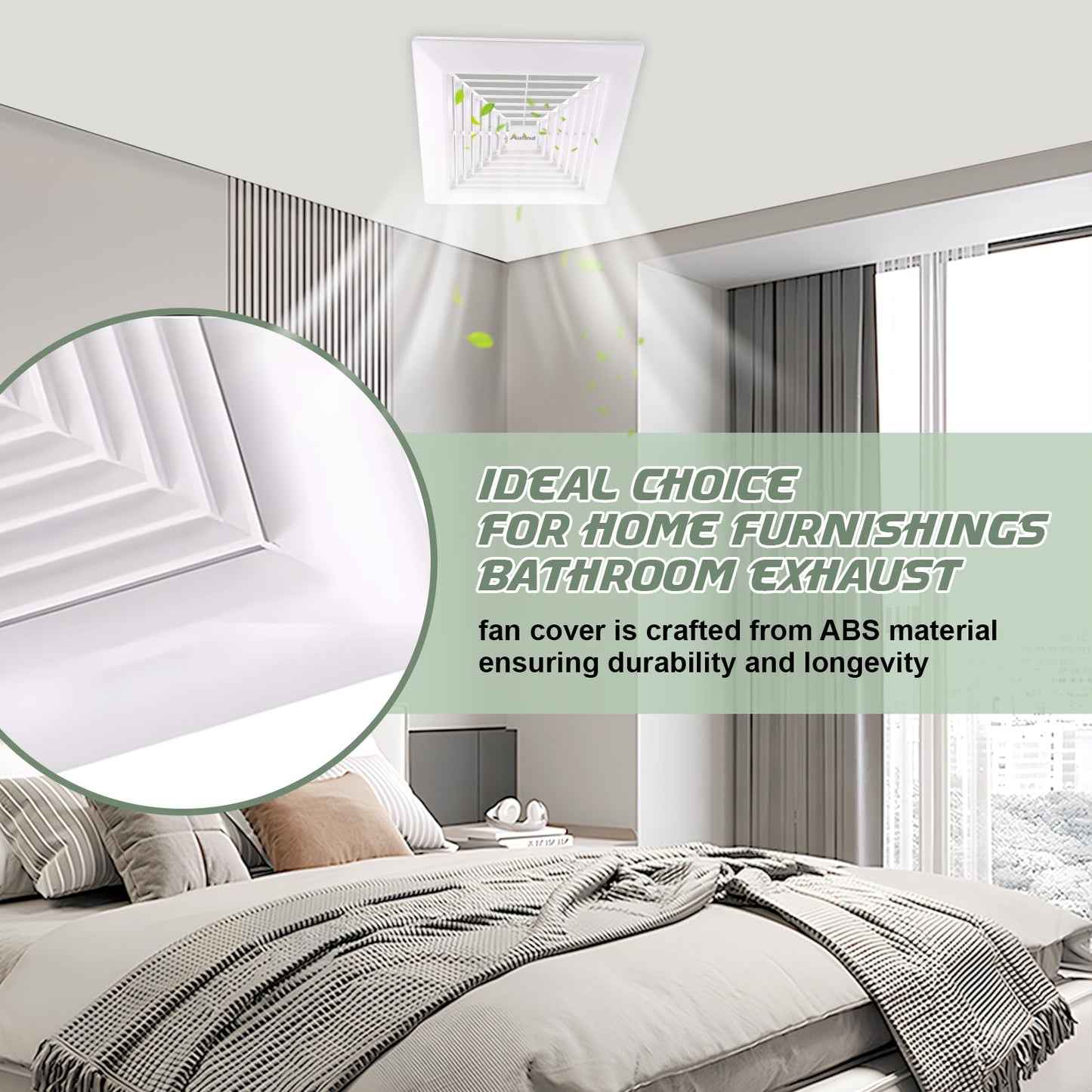 Aufind 11"x11" Bathroom Exhaust Fan Cover with Spring - Heavy Duty Plastic Ventilation Grille, Easy Install Spring-Loaded Design for Ceiling or Wall Mounted Fans