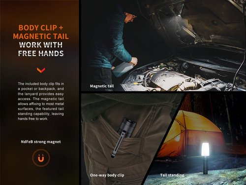 Fenix E35R EDC Flashlight, 3100 Lumens USB-C Rechargeable High Lumen Performance Flashlight with LumenTac Organizer (Maze Pattern Navy Blue)