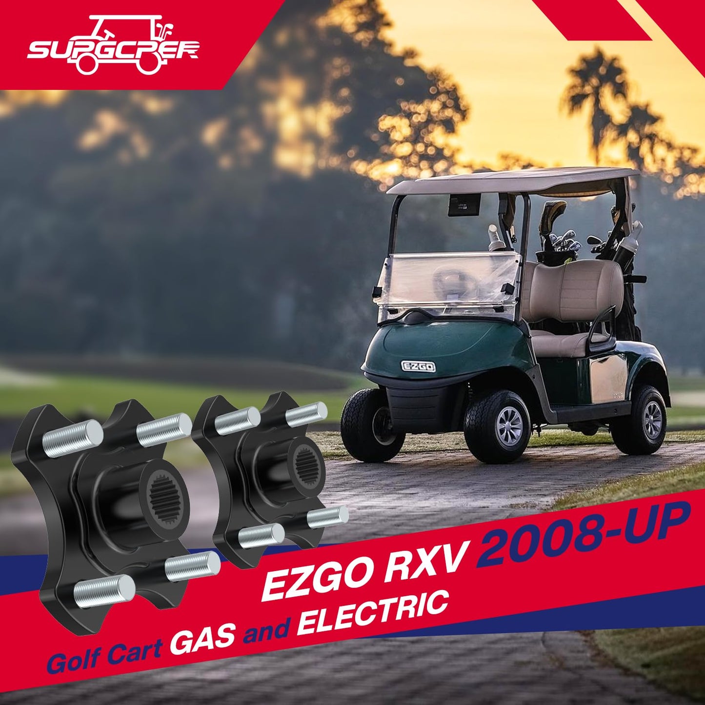 SUPGCPER EZGO Rear Wheel Hub Flange Plate, Golf Cart Rear Wheel Hub Flange Plate for EZGO RXV 2008-UP, 2 PCS EZGO Rear Axle Hub Assembly, OEM Number# 604112