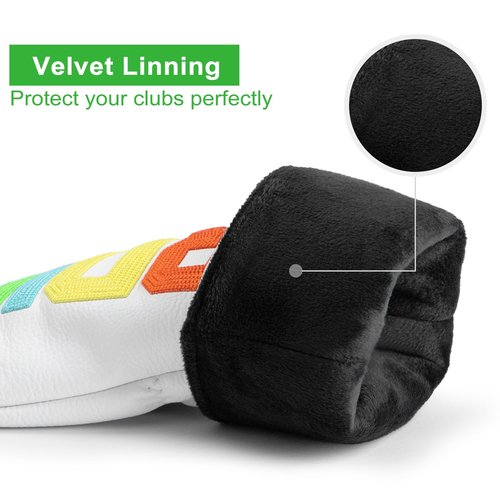 Golf Club Head Covers - 4 Options: Driver, 3 Wood, Hybrid - White Golf Driver Fairway Hybrid Head Cover (for Fairway | 1pc)