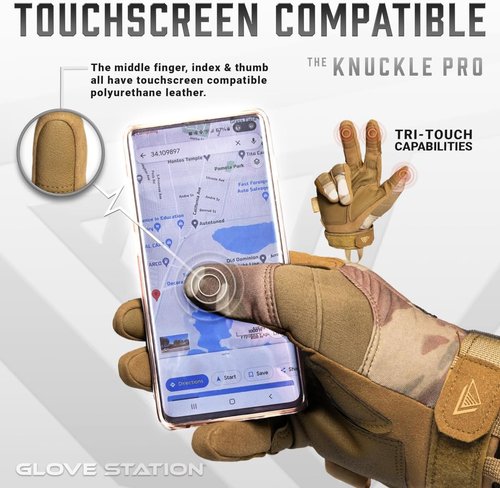Glove Station Touchscreen Utility Gloves for Men - Hard Knuckle Protection for Motorcycle & Outdoor Work | Multicam XX-Large