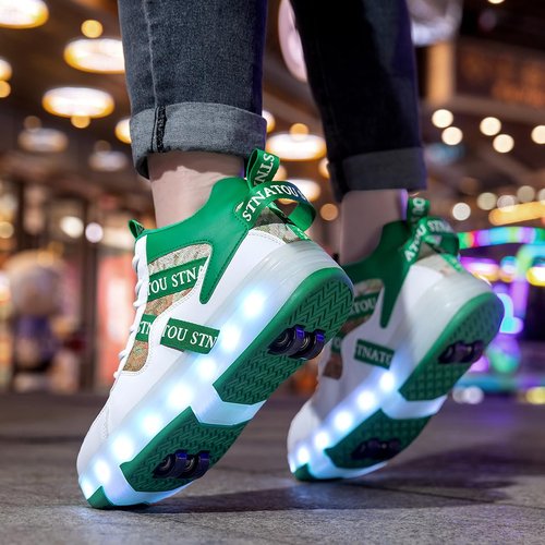 HHSTS Roller Skate Shoes for Kids Upgraded 16 LED Model 4-Wheels USB Charge Light up Boys Girls High Top Fashion Sneakers for Child Christmas Birthday New Year Gifts