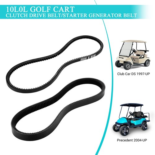 10L0L Golf Cart Drive Belt & Starter Generator Belt Kit for Club Car DS 1992-Up & Precedent 2004-Up, Compatible with FE290, FE350 and Kawasaki OHV Engine, Replaces OEM 101916701