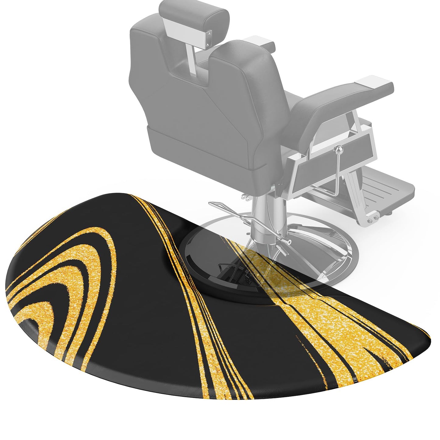 OmySalon 3’x 5’x5/8'' Thick Salon Mats for Hair Stylist Anti Fatigue, Barber Floor Mat with Round Base, Salon Chair Mat Hairdresser Standing, Anti-Slip Easy Cleaning