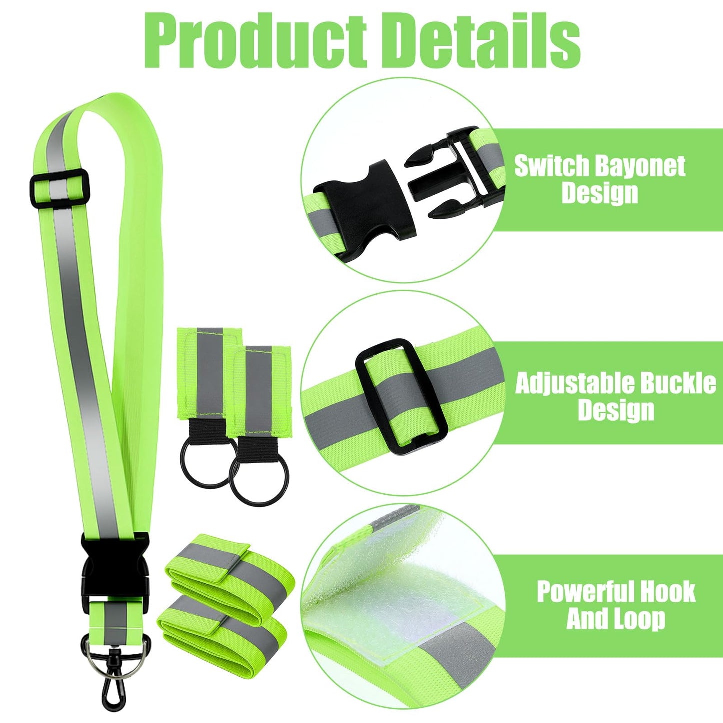 FdcZeyxior Reflective Sash for Walking at Night, Reflective Running Gear High Visibility Night Running Gear for Men Women with 2 Pcs Armbands and 2 Pcs Reflectives Keychain