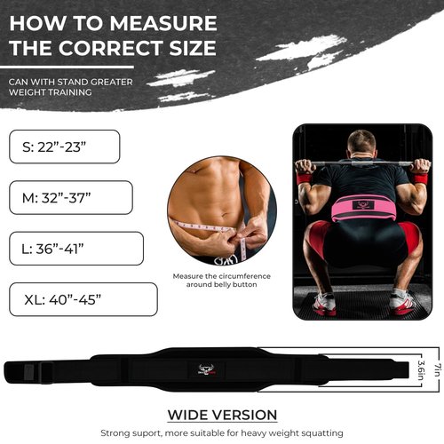 Weight Lifting Belt Double Strength 5.5 Padded Neoprene Back Gym Bodybuilding Deadlifts Lifting Exercise Fitness Workout Belts Men Women Lumbar Training Core Support (L, Black)