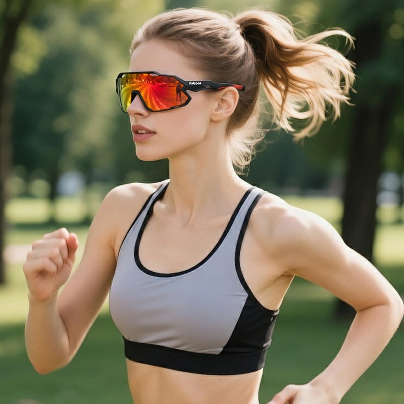 TUKOOL Cycling Glasses Men Women - TR90 Lightweight Frame Sports Sunglasses, High-Clarity PC Lenses, Anti-Fog Ventilation Wind Tunnel Design for MTB Running Baseball