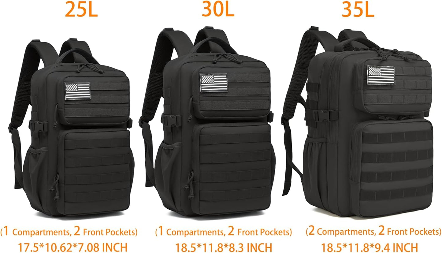 Wotony Military Tactical Backpack - Waterproof 3-Day Assault Pack with Molle System & Water Bottle Holder