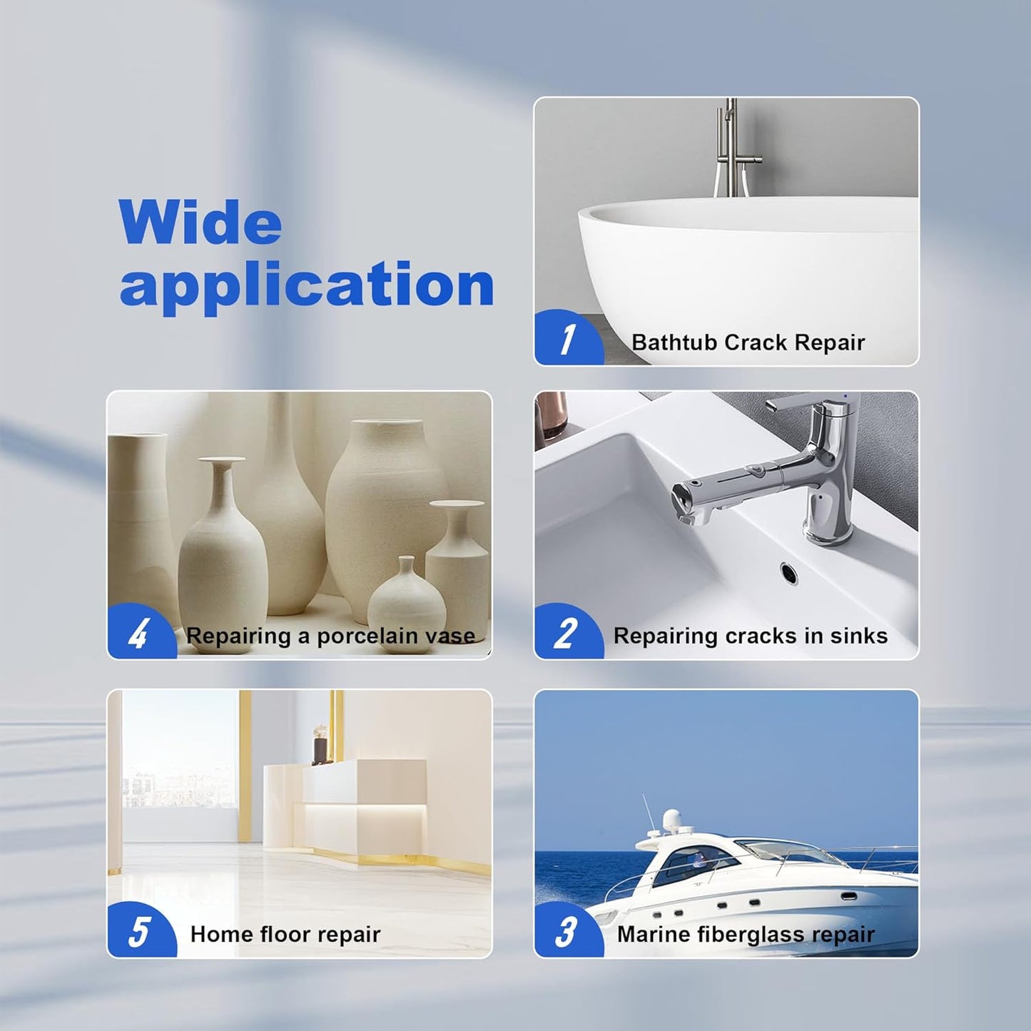 Skiennix Professional White Bathtub Repair Kit - Permanent Fix for Chips, Cracks & Holes in Fiberglass, Porcelain, Ceramic, Acrylic - High-Strength 1 Piece