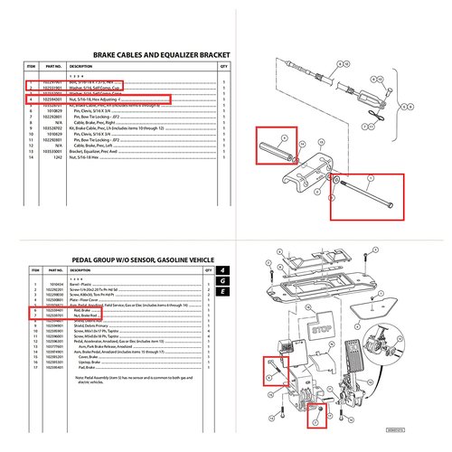 CLUBRALLY Golf Cart Brake Equalizer Rod Set for Club Car Precedent 2004-Up and Tempo 2018-up 102594301 102559401 102297901