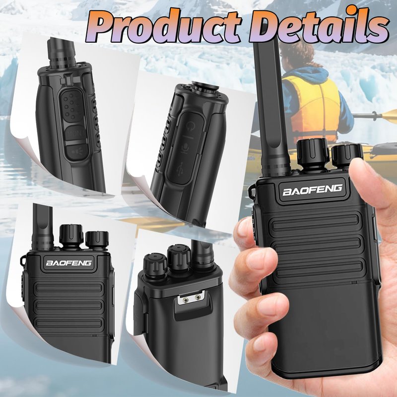 Rechargeable Walkie Talkies Long Range for Adults,FRS Radio Waki Taki Baofeng Radios Walkie-Talkie Two Way Radio USB-C 1500mAh Battery Flashlight VOX for Hiking Camping Trip Cruise (2 Pack)