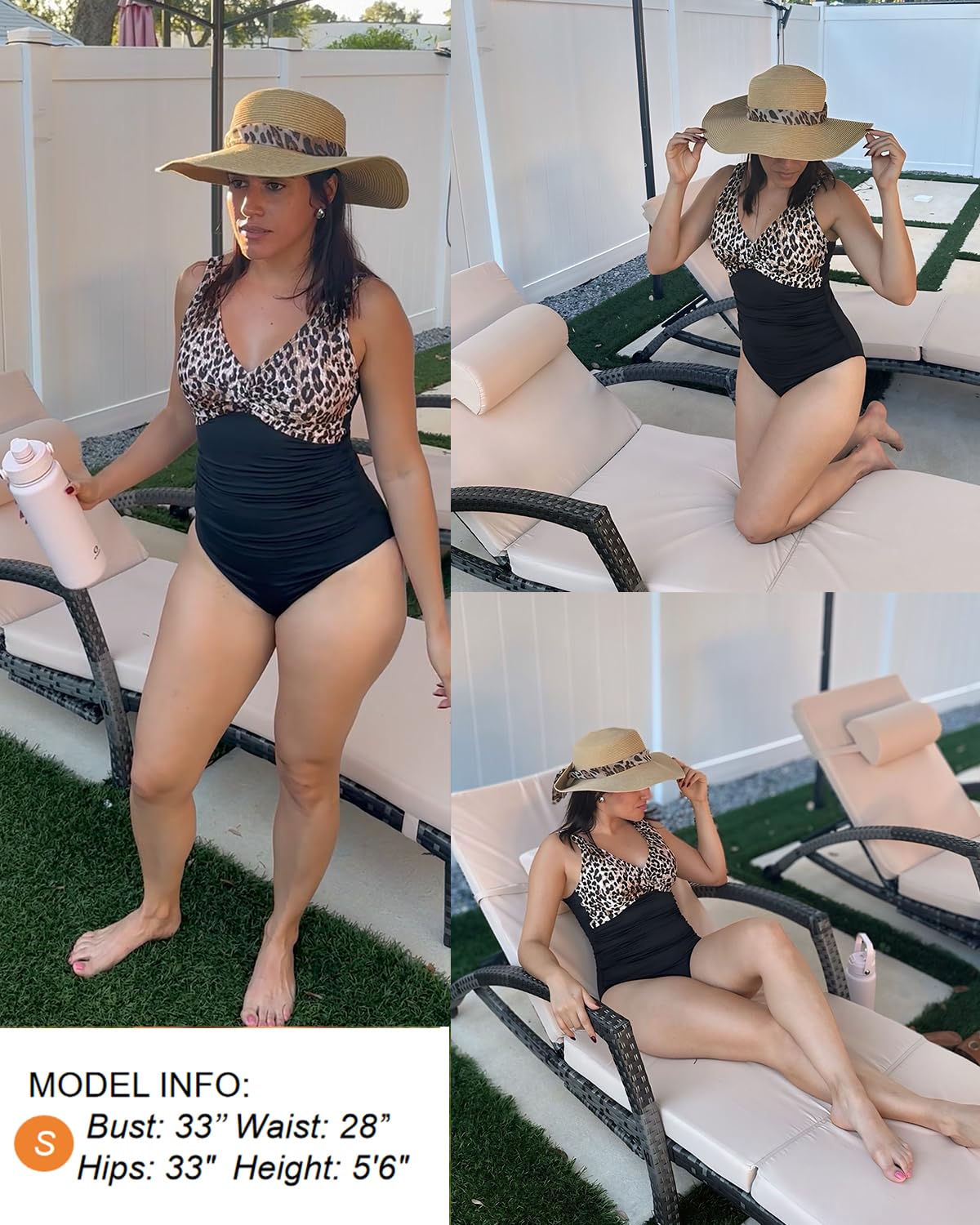 Holipick Black Leopard Women Tummy Control One Piece Swimsuit - Push Up Bathing Suit Full Coverage Slimming Swimwear XL