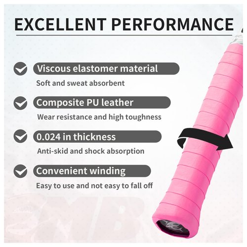 MBFISH Tennis Racket Grip Tape 3 Pack, Racket Grips Soft Racquet Overgrips for Tennis, Pickleball and Badminton - Thickness 0.024in Anti-Slip and Absorbent Tennis Grip Tape Set (Peach Pink)